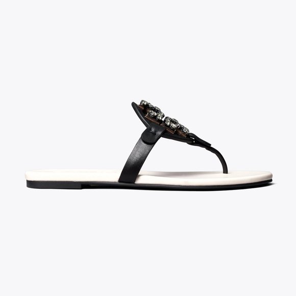 Tory Burch MANY SIZES CRYSTAL MILLER SOFT SANDAL Embellished Jeweled Two Tone - Picture 7 of 10